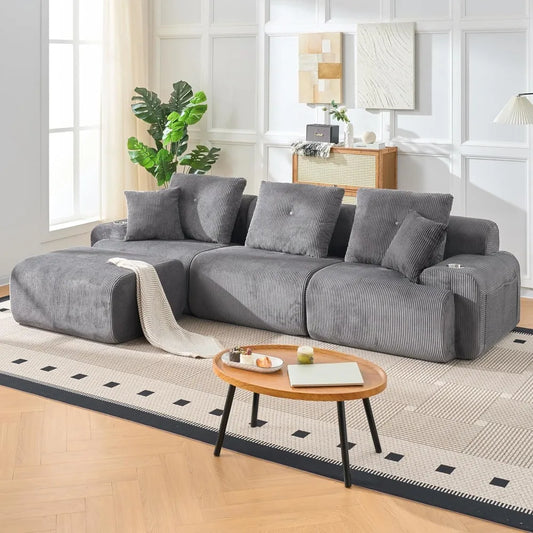 118" Cloud Couch Sectional,Boneless Couches for Living Room,Chenille Memory Foam Couch,Modular Sectional Sofa with, Customized