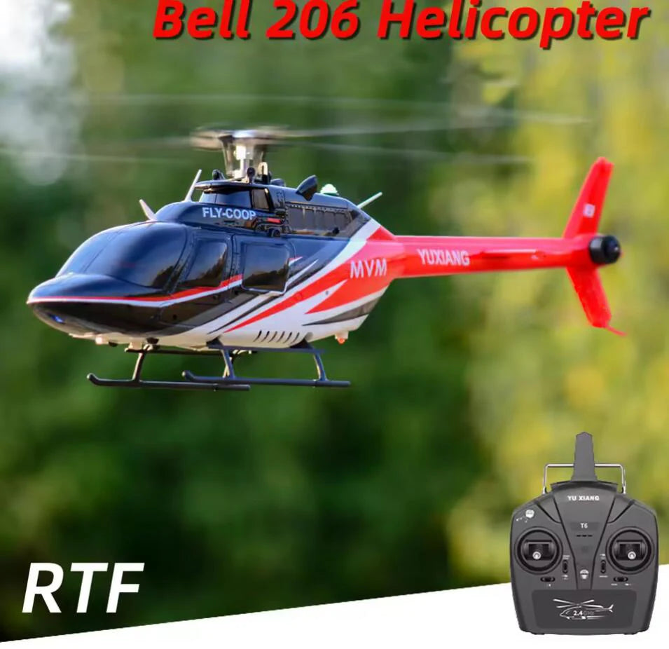 YXZNRC F08 1:27 Bell-206 Scale 2.4G 6CH Altitude Hold Optical Flow Positioning Dual Brushless Motor RC Helicopter VS C138