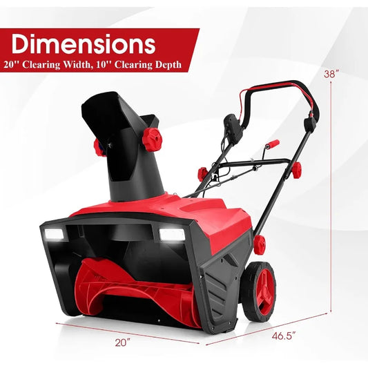 Electric Snow Blower 15 Amp 20-Inch Corded Electric Snow Thrower with LED Lights Adjustable Chute Snowblower with 30FT Throwing