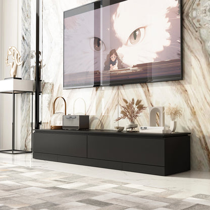 FUFU&GAGA Expandable 94 Inch TV Stand with Storage Credenza, Media Console Cabinet with Wide Desktop for Living Room, Black ﻿