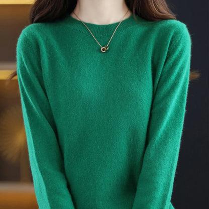 Autumn Winter Basic Knitted Pullover Women Solid Color Round Neck Sweater Woman All Match Long Sleeve Knitwear Bottoming Shirt