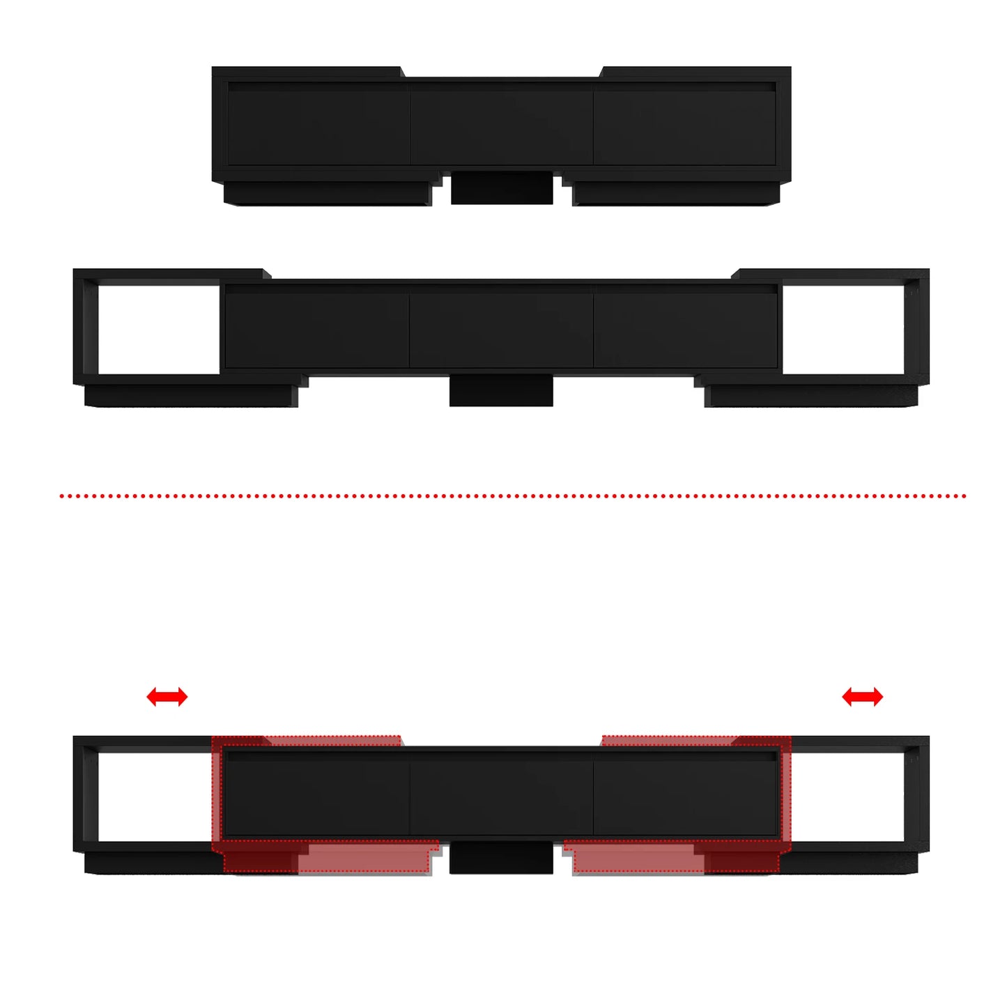 FUFU&GAGA Modern TV stand with 3 drawers, expandable TV console for TVs up to 120'', entertainment center for living room