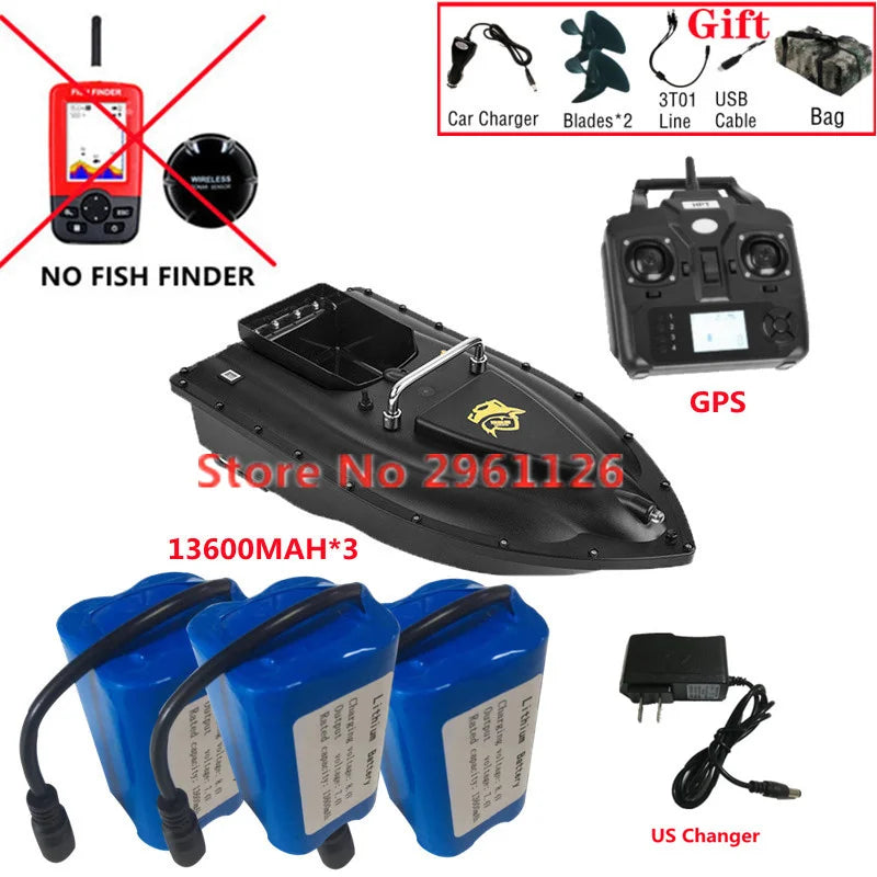 600M GPS Sonar Fish Exploration High Speed Remote Control Bait Boat Model 1.5KG 16GPS Constant Speed Cruise RC Bait Boat Model