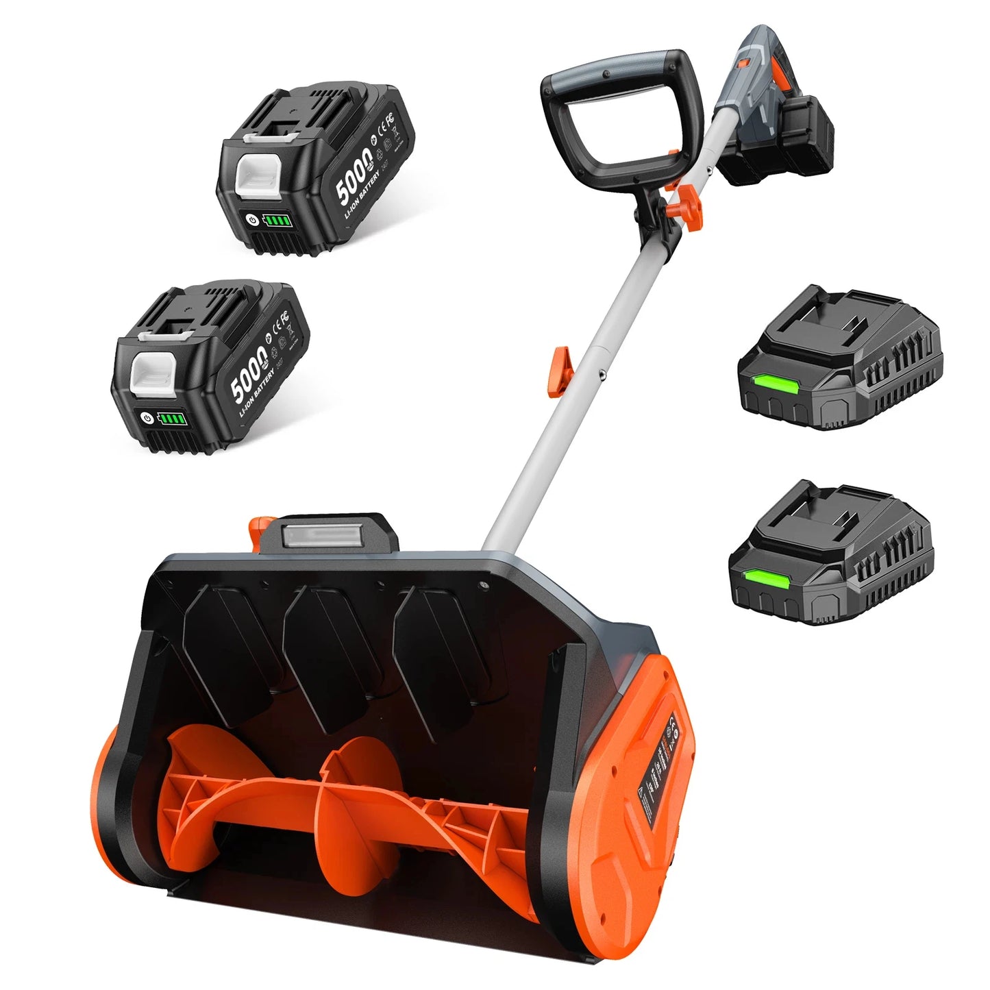 TaskStar Electric Snow Shovel With LED Light&Wheels 23Ft Distance 40V 16x8-inch Brushless Snow Blower 2 5.0Ah Batteries&Charger