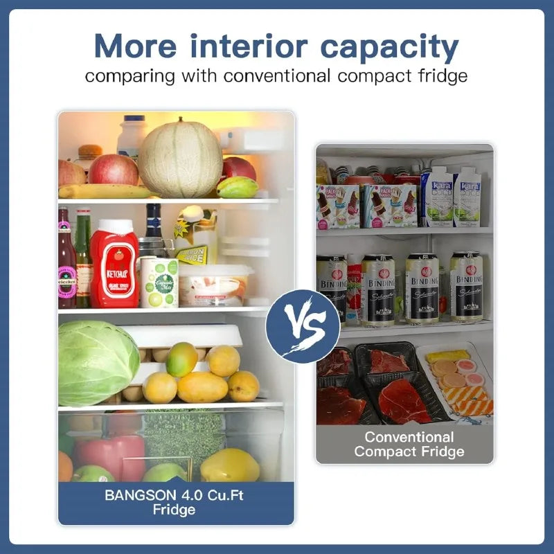 BANGSON 4.0 Cu.Ft Small Refrigerator with Freezer, Small Fridge with Top Freezer, for Apartment, Bedroom, Dorm, and Office