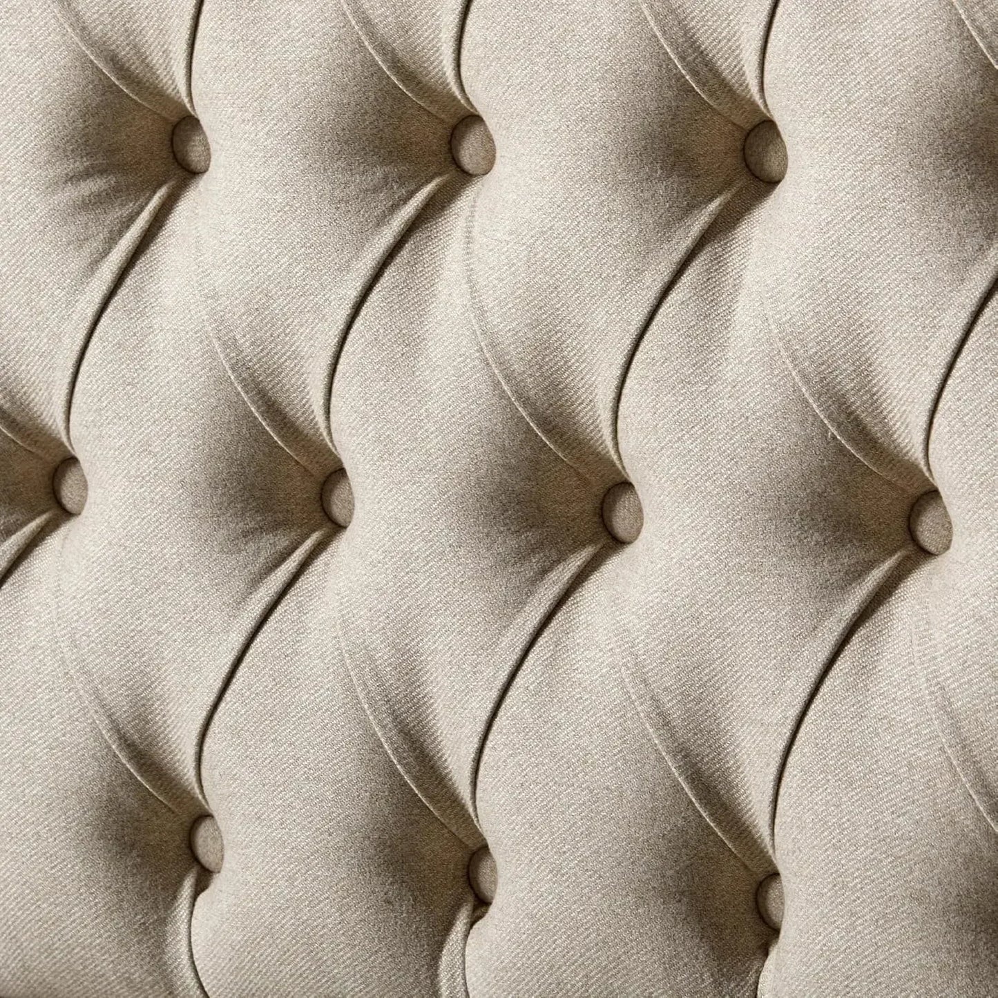 Solid Wood Bed Frame Queen Size, Transitional Platform Bed with 52.5" Upholstered Tufted Headboard, Rubberwood/Roman Column