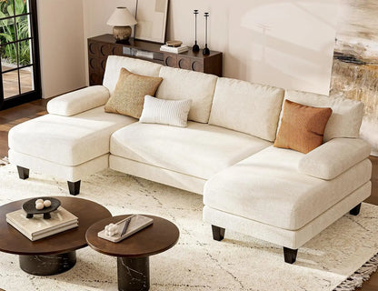 U Shaped Sectional Couch 111 Inch Modular Double Chaise Living Room Apartment Lounge, Customized