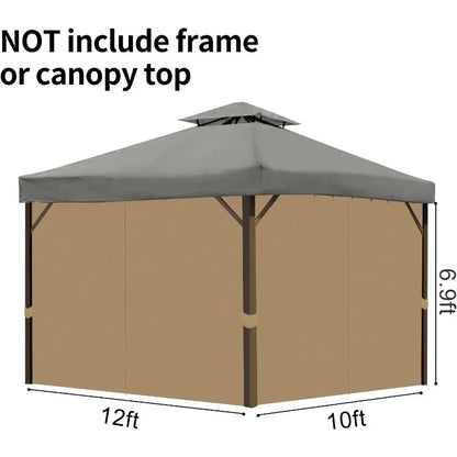 Gazebo Privacy Curtains with Zipper 4-Panels Side Wall Universal Replacement for Patio, Outdoor Canopy, Garden and Backyard
