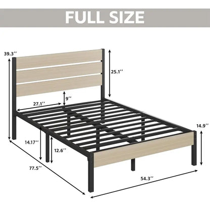 Bed Frame with Headboard and Footboard, with Under Bed Storage, AllMetal Support System, No Box Spring Needed, Easy Assembly, Be