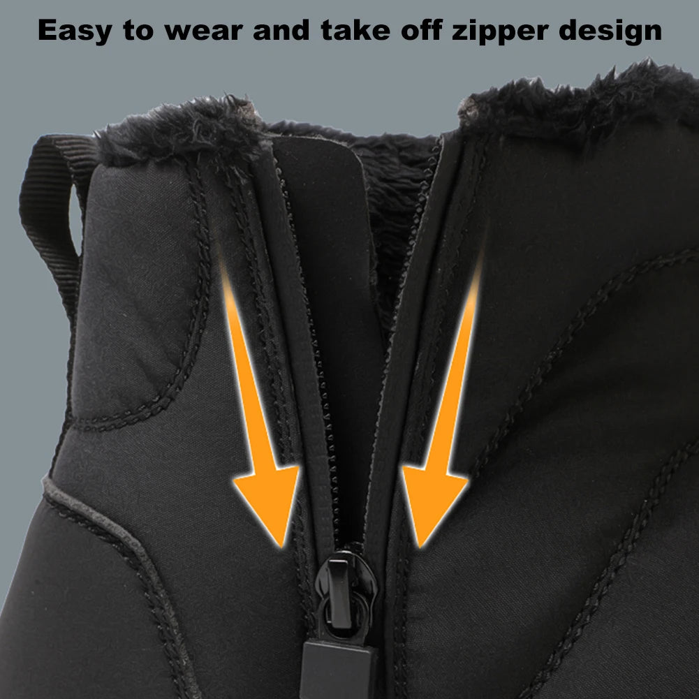 Winter Snow Boots Lightweight Barefoot Shoes Waterproof Casual Ankle Boots Zip Closure Trail Running Shoes for Hiking Climbing