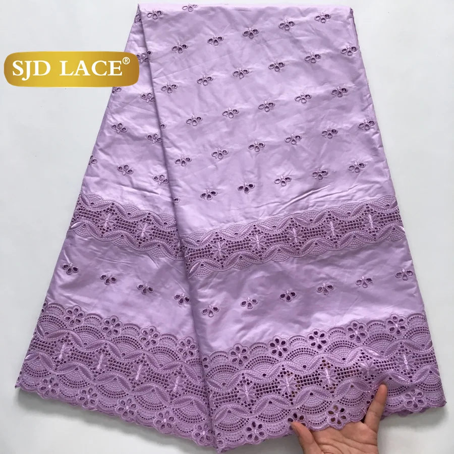 SJD LACE Swiss Voile Lace Fabrics Dubai African Cotton 5 Yards 2025 Latest African Nigerian Cotton Lace for Dresses Sew 4271