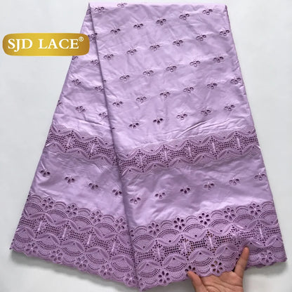 SJD LACE Swiss Voile Lace Fabrics Dubai African Cotton 5 Yards 2025 Latest African Nigerian Cotton Lace for Dresses Sew 4271