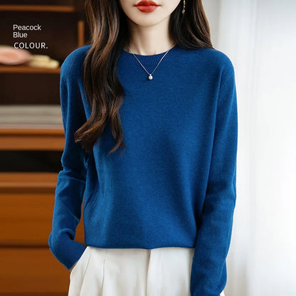 Women 22 colors weater O-neck Autumn Winter Basic 100% Andy velvet Warm Casual Pulls Jumpers Korean FashionSpring Knitwear 2025