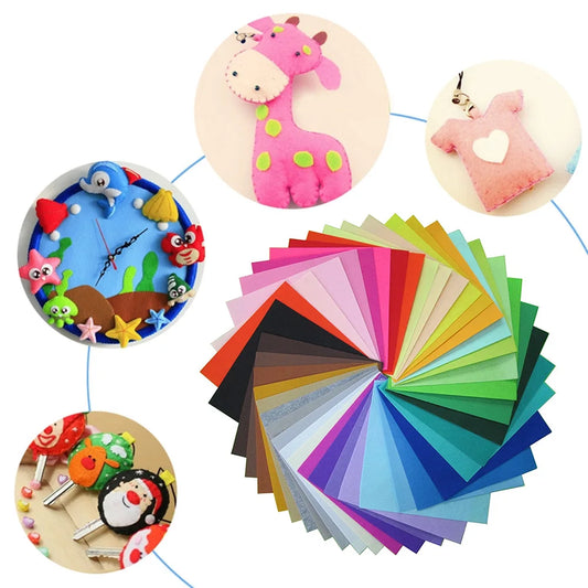 40pcs Non-Woven Cloth DIY Crafts 10x10cm Felt Sheets Patchwork Sewing Accessories Felt Pack Assorted Color Soft For Dolls