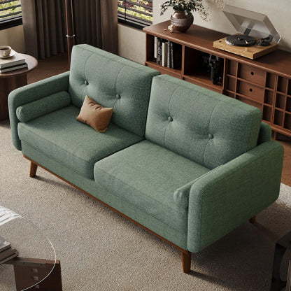 65" Mid Century Modern Couch Sofa Loveseat, Comfy Love Seat Couches for Living Room, 2 Seater Linen Upholstered Deep Seat Couch