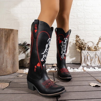 Women's fashion embroidered western cowboy boots