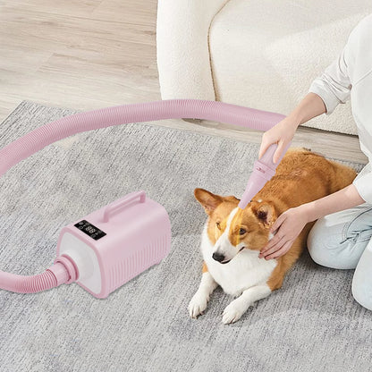 Professional Pet Hair Dryer for Dogs & Cats, 2100W High-Speed Blower, Adjustable Temp & 9 Speed Settings, with LED Display