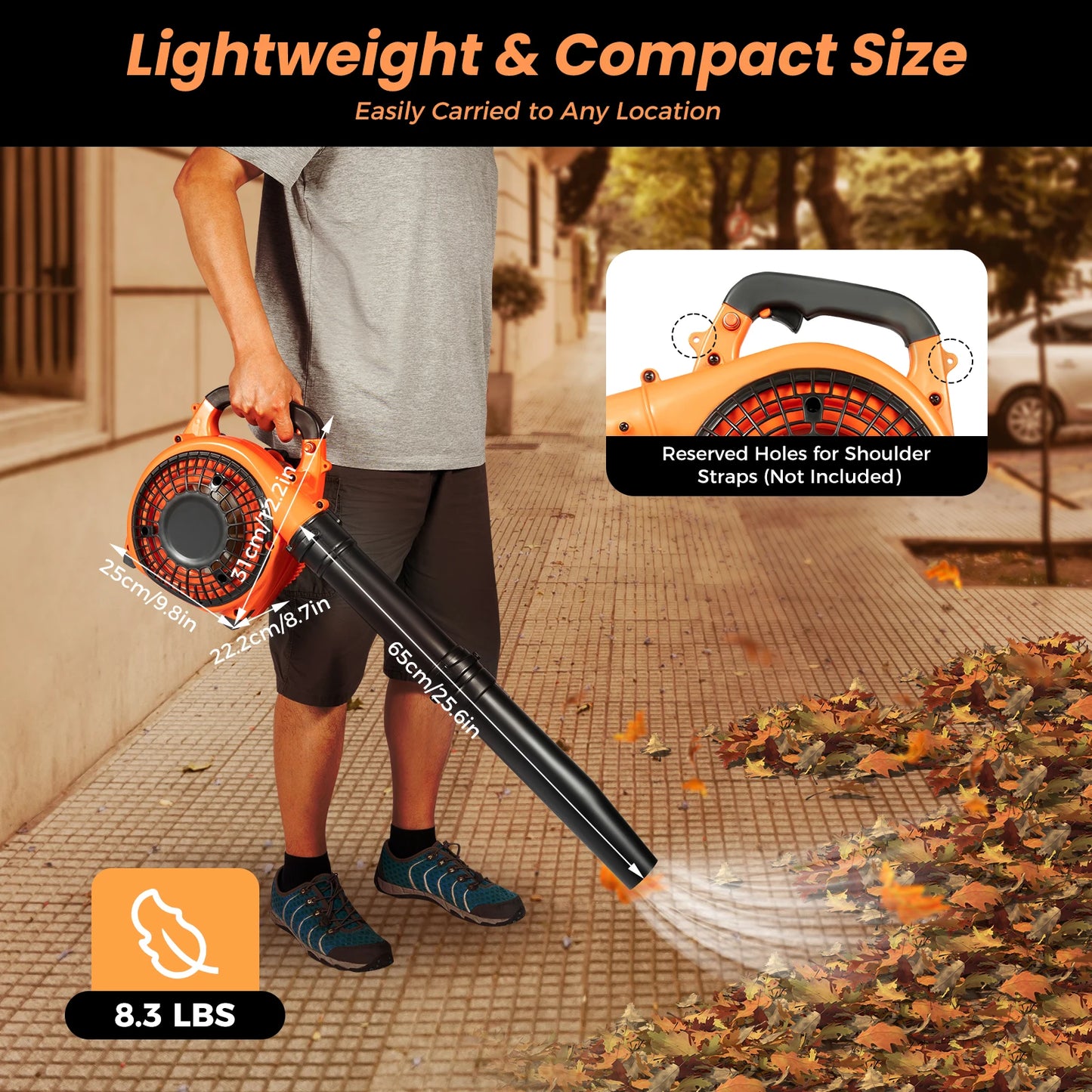 25.4CC 2-Stroke Gas Powered Leaf Blower Engine Handheld Blower Powerful Wind Snow Blower 7000rpm for Efficient Lawn and Garden