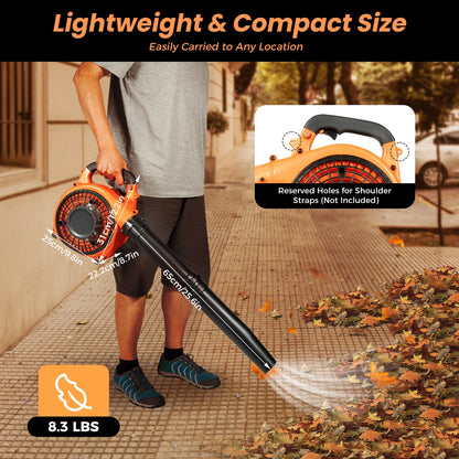25.4CC 2-Stroke Gas Powered Leaf Blower Engine Handheld Blower Powerful Wind Snow Blower 7000rpm for Efficient Lawn and Garden