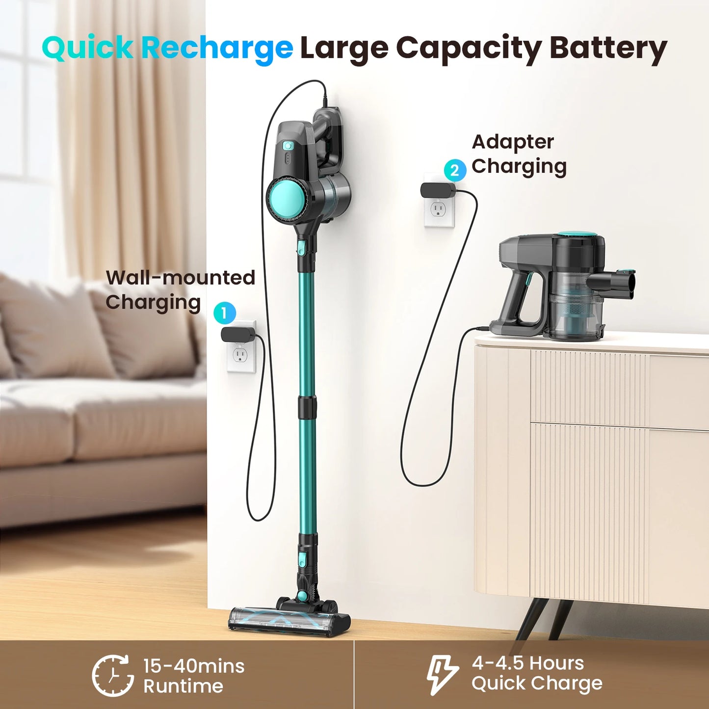 INSE N3T Cordless Vacuum Cleaner 20Kpa 6 in 1 Lightweight Stick Vacuum Up to 40mins Runtime for Home Carpet Pets Hair Hard Floor