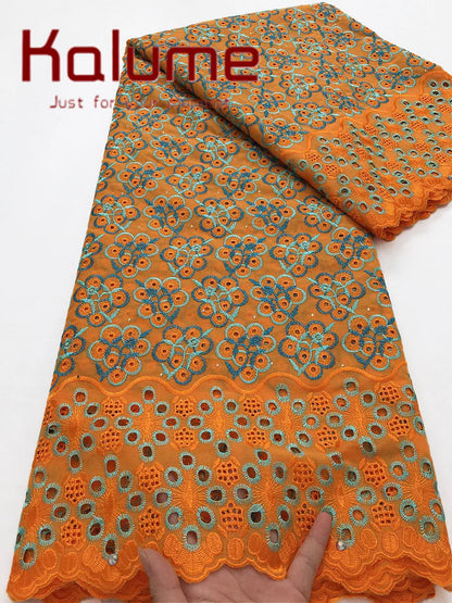 Kalume Lace 2025 African Cotton Lace Fabric High Quality Embroidered Stones Nigerian Swiss Voile Lace Fabric For Sewing F3580