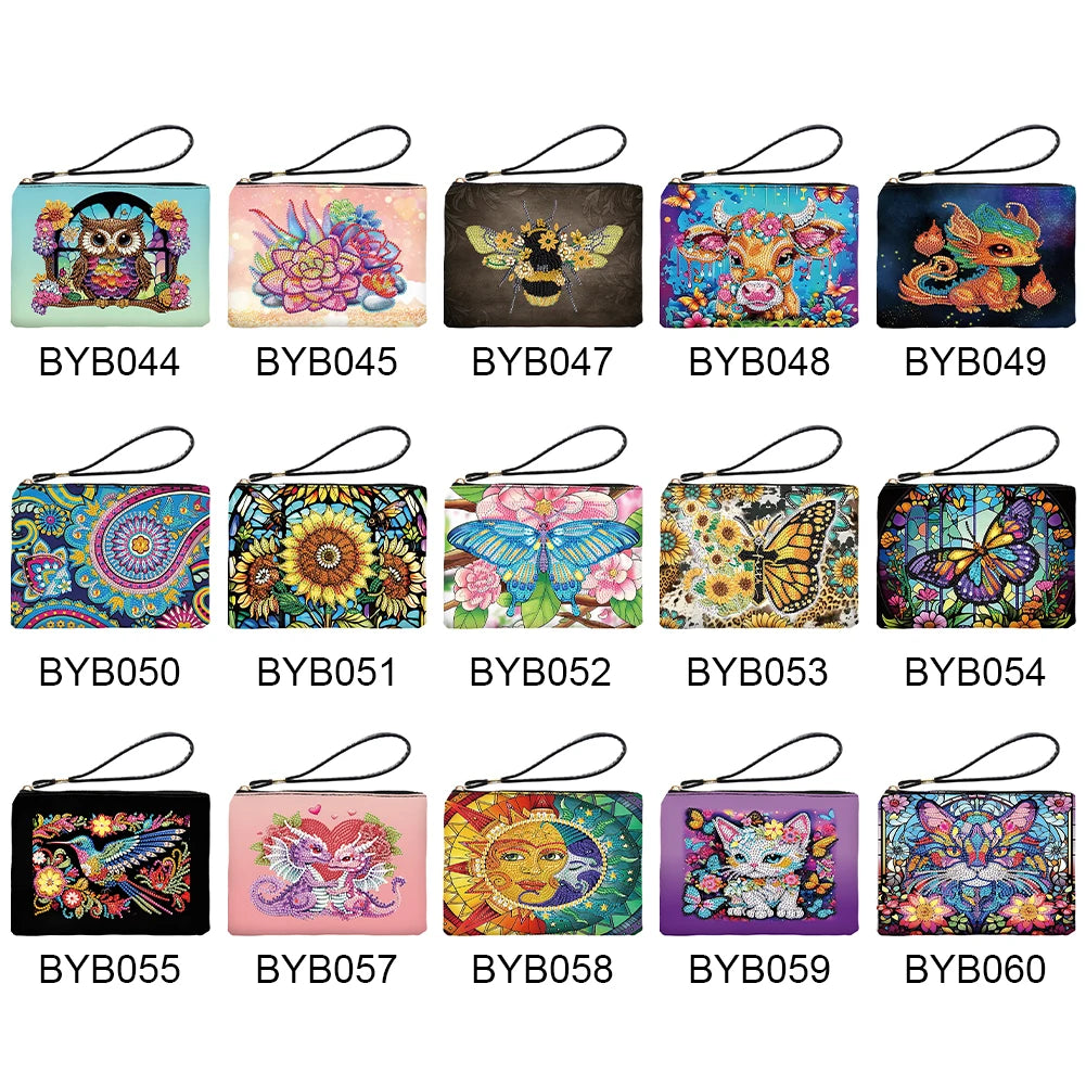 PU Partial Special Shaped Cartoon DIY Diamond Painting Wallet Purse Diamond Art Storage Clutch Purse Female Makeup Bag