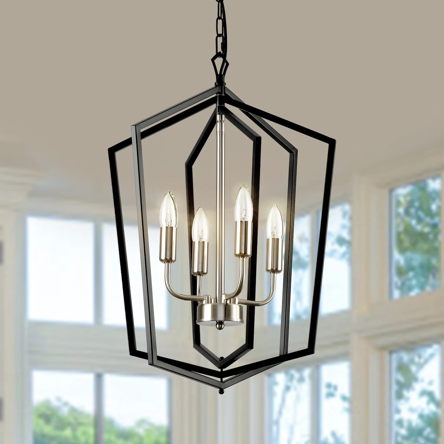 4 Light Luxury Chandeliers Farmhouse Industrial Pendant Lighting Classic Lantern Hanging Light for Kitchen Island Dining Room