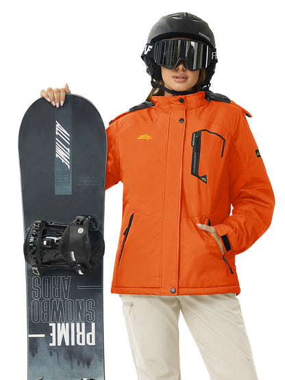 Womens Ski Jacket Waterproof Insulated Snow Jacket Warm Windproof Winter Coats with Hood Fleece Lined Jacket
