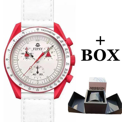 2025 Men's Moon Phase Quartz Chronograph Watch - 6-Hand Celestial Dial, Waterproof Luminous, Gift Box, Hot Sale Free Shipping