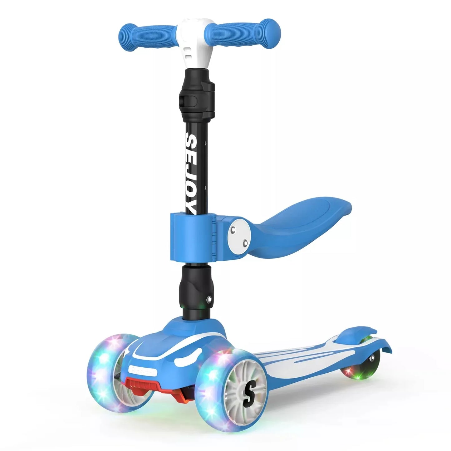 Sejoy Toddler Kick Scooter for Kids with 3 Wheels Extra-Wide Childrens Foldable Toy Scooter with Adjustable Height/Handlebars &