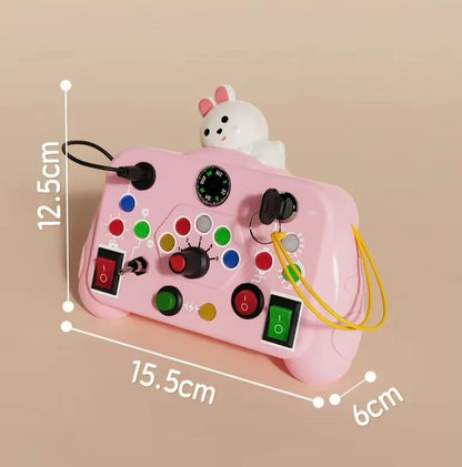 Montessori Busy Board Sensory Toys Cartoon with LED Light Switch Control Board Travel Activities Children Game for 2-4 Years Old