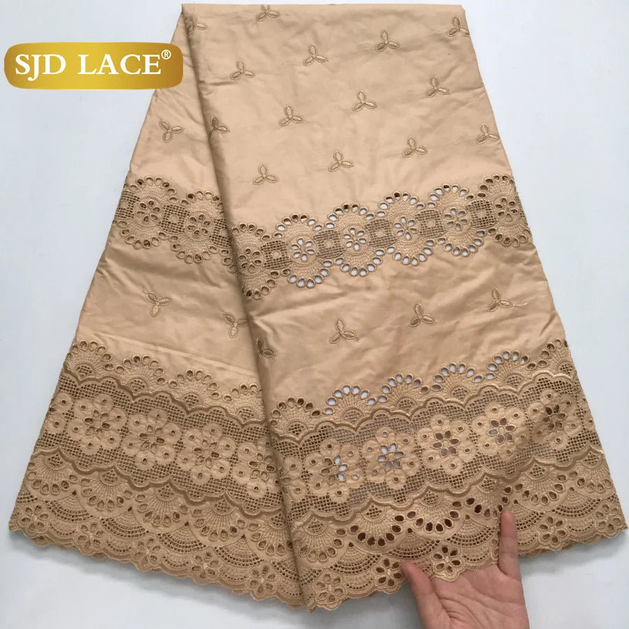 SJD LACE Swiss Voile Lace Fabrics Dubai African Cotton 5 Yards 2025 Latest African Nigerian Cotton Lace for Dresses Sew 4271