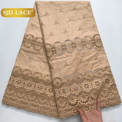 SJD LACE Swiss Voile Lace Fabrics Dubai African Cotton 5 Yards 2025 Latest African Nigerian Cotton Lace for Dresses Sew 4271