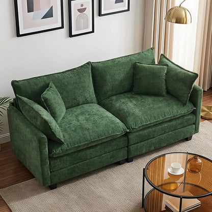 78" Modular Sectional Sofa, Cloud Couch Loveseat Sofa, Deep Seat Washable Chenille Fabric Sofa with Throw Pillows,, Customized