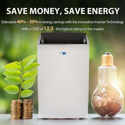 Whynter NEX Inverter Portable Air Conditioner with Dual Hoses, Dehumidifier, Cooling Fan & Smart Wi-Fi for 600 Sq Ft Rooms