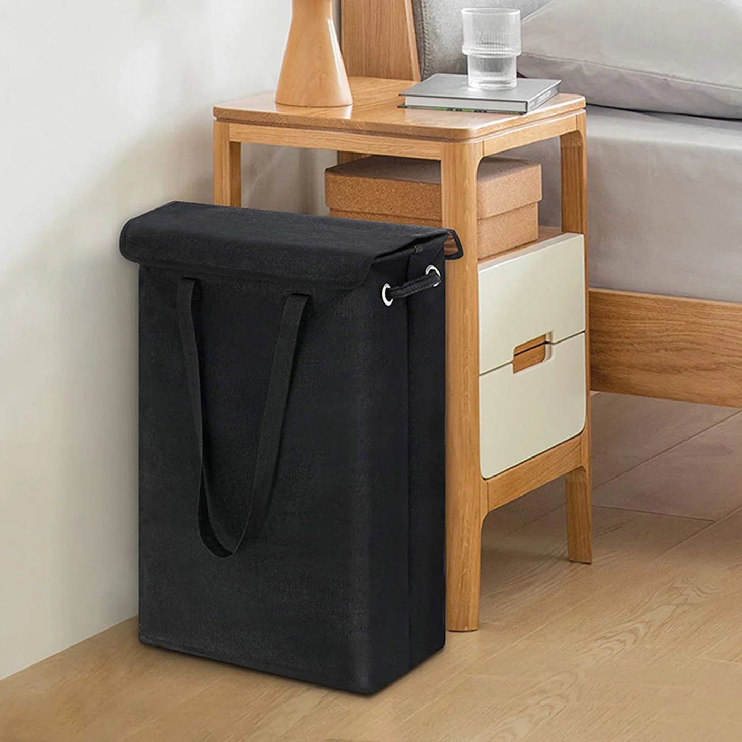Dirty Clothes Hamper with Lid Collapsible Cotton-Like Linen Laundry Hamper for Home Bathroom or Travel Local Delivery