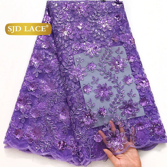 SJD LACE African Green Sequins Mesh Woman Lace Fabric High Quality 2025 Nigerian French Net Lace for Sewing Wedding Dresses 3735