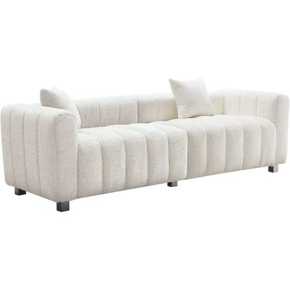 87.4'' Modern 3-Seater Sofa Bubble Couch | Premium Teddy Velvet Deep Seat Sofa | Fluffy Loveseat Sofa for Cozy,Customized