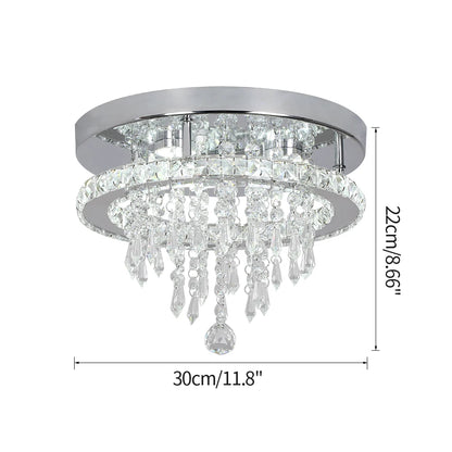 Crystal Flush Mount Ceiling Light Fixtures LED Round Square Chandelier Light Fixture Ceiling Lamp for Kitchen Hallway Foyer