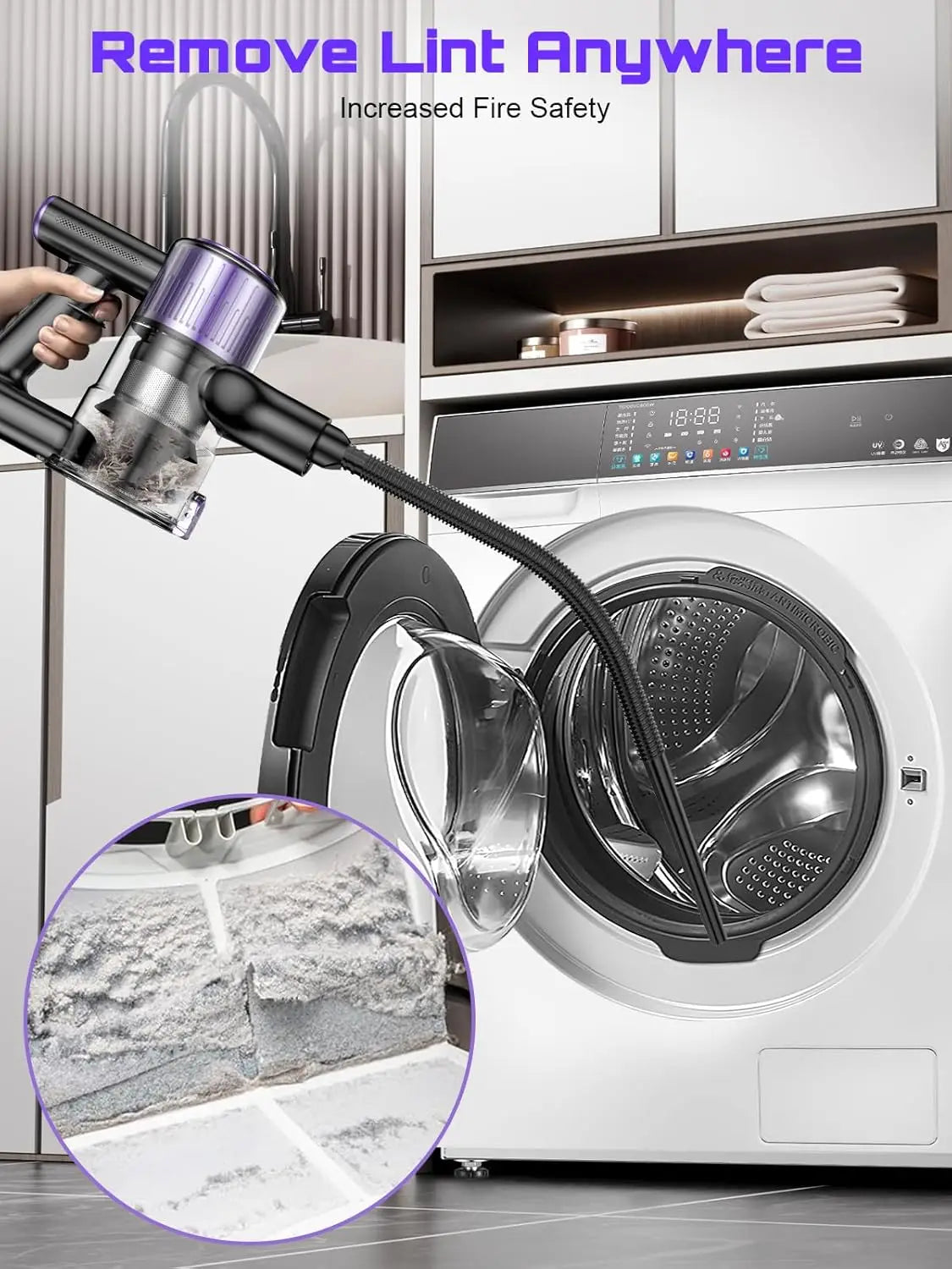 Cordless Handheld Vacuum Cleaner,40KPA,Touch Screen,Smart Dust Sensor,Auto Speed Control for Home Bed/Carpet/Pet Hair/Hard Floor