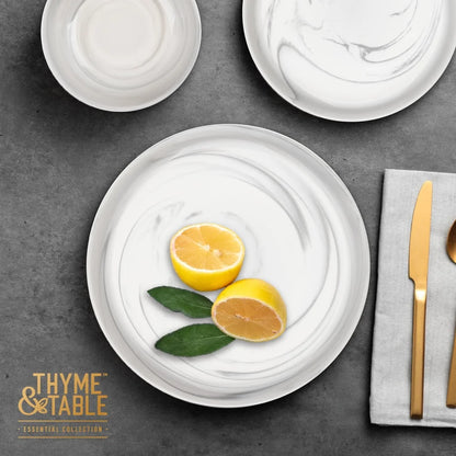 2 Pack Microwave Dishwasher Oven Safe Stoneware Dinner Plates Grey Marble Round Tableware Kitchen Utensils Dining Set