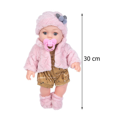 12inch Realistic Reborn Doll Handmade Mohair Silicone Cloth Dolls Full Body Bebe Reborn Newborm Girl With Pacifier