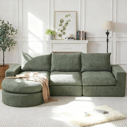 99" Modular Sectional Sofa, Cloud Sectional Couch with Neck Pillow & Deep Seat,Chenille Boneless Couches with L-Shape,Customized