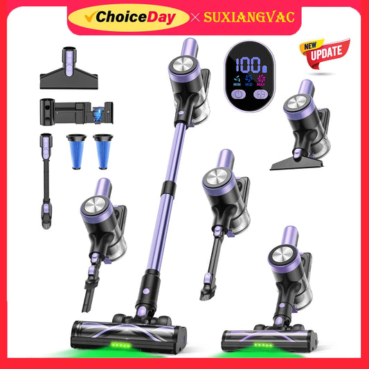 Cordless Vacuum Cleaner, 46KPa/500W Stick Vacuum with 55 Mins Runtime, Self-Standing Vacuum Cleaner for Home,Carpet & Hard Floor