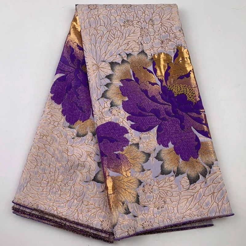 5 Yards Nigerian Brocade Lace Fabric 2025 High Quality French Gilded Jacquard Lace Damask Dress For Women Wedding Party Sew