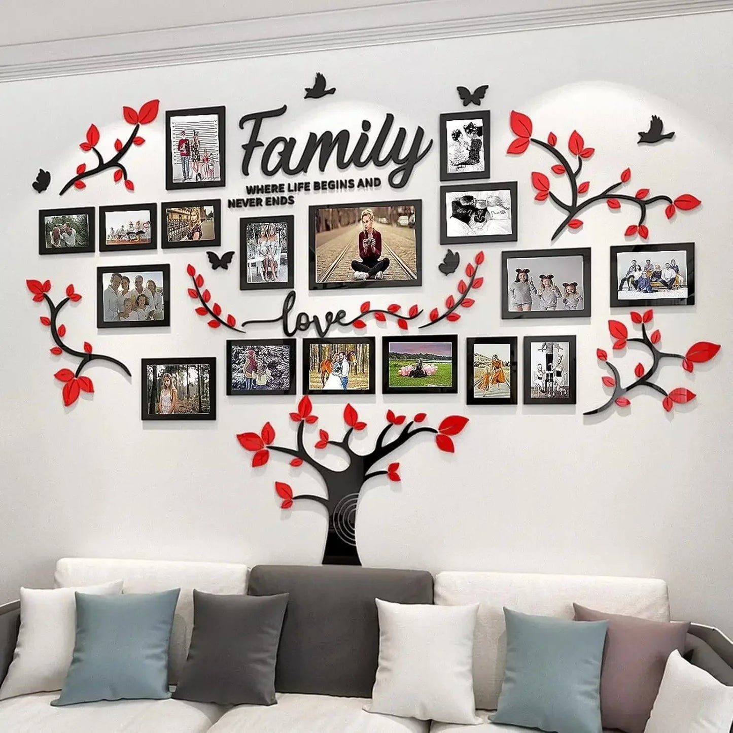 DIY wall decoration, living room family tree, wall decoration stickers, 3D photo frame collage wall decoration, living room wall