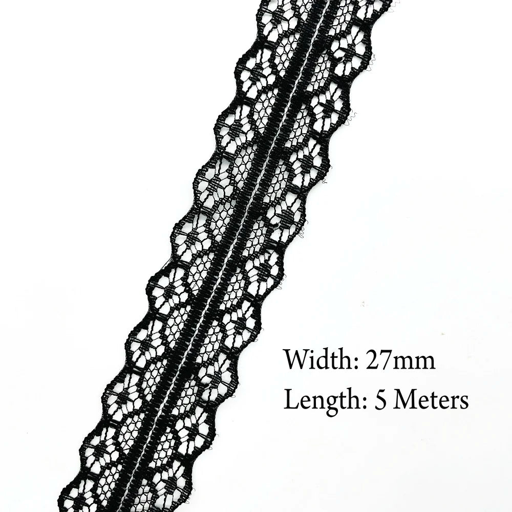 5 Meters White Black Lace Ribbon Assorted Pattern Trims for Gift Wrapping Christmas Wedding Decorations DIY Crafts Sewing Supply