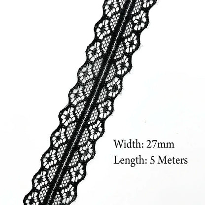 5 Meters White Black Lace Ribbon Assorted Pattern Trims for Gift Wrapping Christmas Wedding Decorations DIY Crafts Sewing Supply