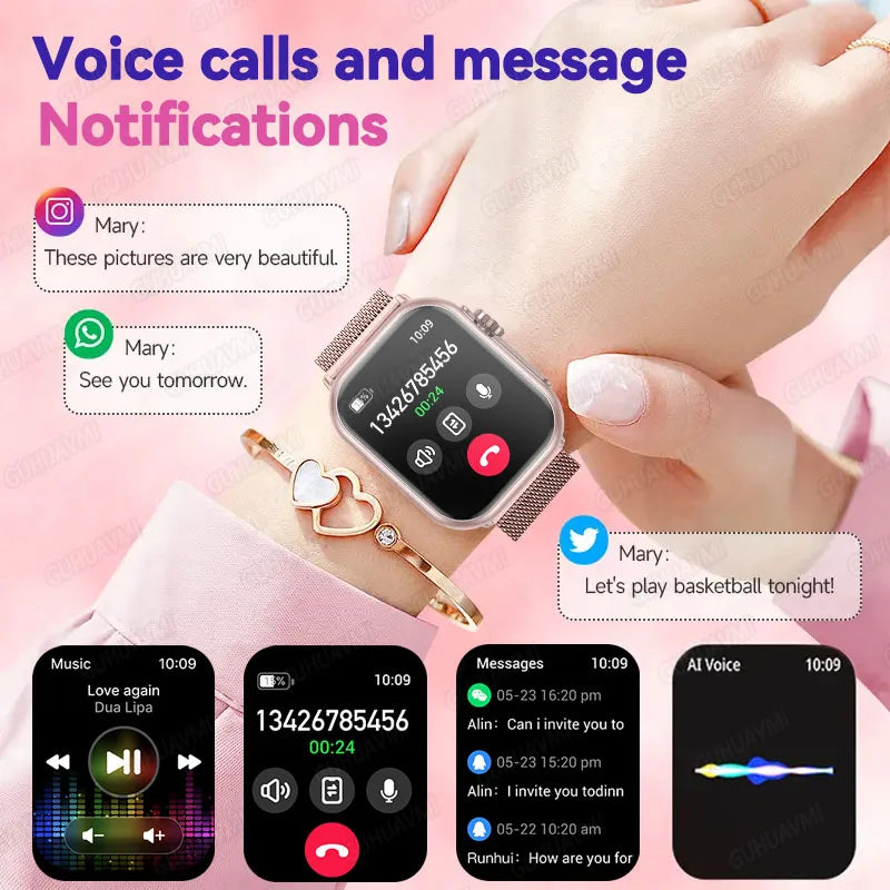 2025 Fashion Women Watch Ultra2 SE Smart Watches 1000mAh 1.85"AMOLED Full Touch Screen BT Call Smartwatch For Android IOS Ladies