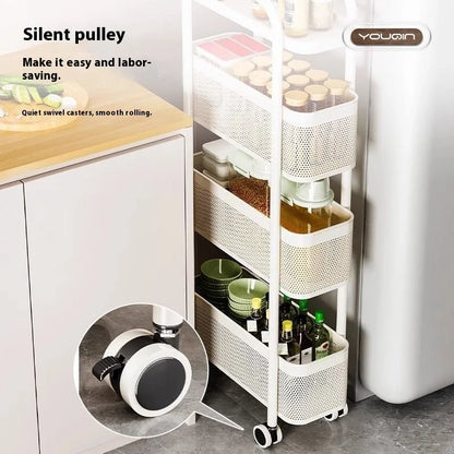 Multi-layer Narrow Gap Storage Rack for Bathroom, Balcony, and Snacks - Ultra-thin Mobile Storage Cart